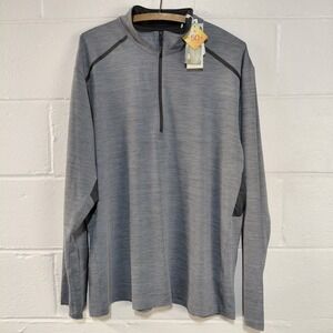 BERMUDA SANDS 1/4 Zip Poly Spandex Long Sleve Shirt XL UPF50 Steel Gray NEW